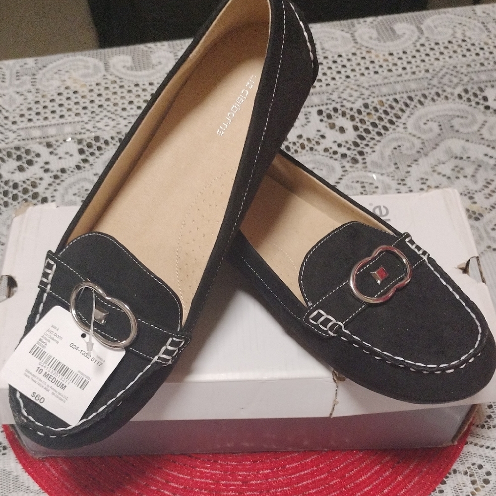 Liz Clairborne Black Women's Loafers, Size 10 Wide Width, New, With Box.